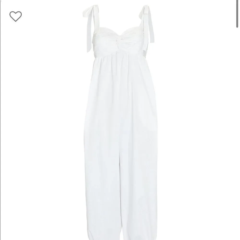 AIIFOS Emma Poplin Tie-Shoulder Jumpsuit White